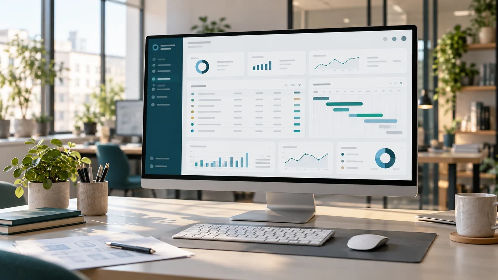 Illustratives Motiv einer individuellen Business-Anwendung auf einem Monitor